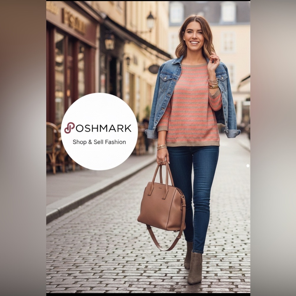 Talbots Pink and Gold Striped Long Sleeve Top